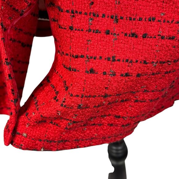 Worthington Large Tweed Blazer Jacket Open-Front Fringe Long Sleeve Lightweight - Picture 5 of 9